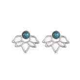Turquoise Lotus Peek a Boo Jacket Back Earrings